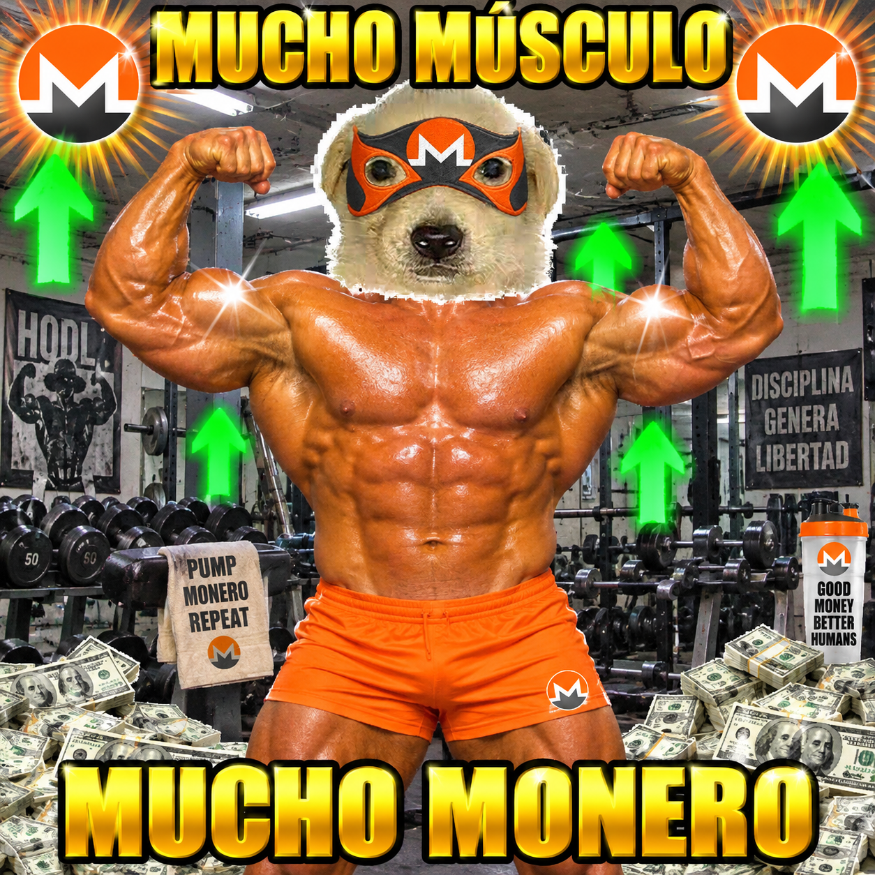 Mucho mΓΊsculo. Mucho Monero. Perro at the gym